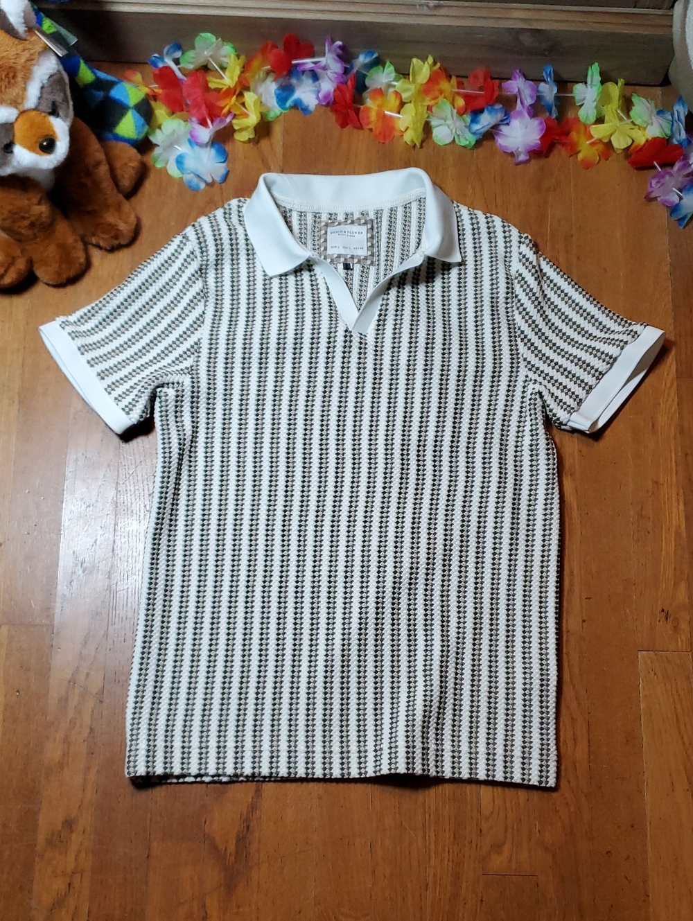 Denim & Flower Textured Polo